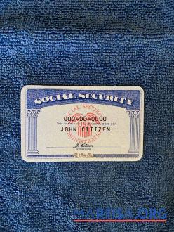 Realistic USA SSN photolook blue textile background template